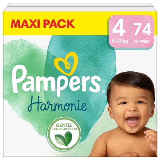 Pampers Harmonie plenice, velikost 4 (9-14 kg), 74 plenic