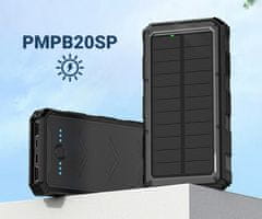 Platinet PMPB20SP solarni power bank, 20.000mAh, solarno polnjenje, USB / Type-C / microUSB, LED svetilka, črn - rabljeno