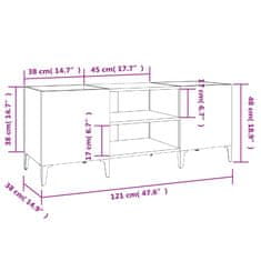 Vidaxl Omarica za gramofonske plošče hrast sonoma 121x38x48 cm les