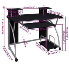 Vidaxl Računalniška miza črna 110x52x88,5 cm inženirski les