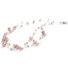 JwL Luxury Pearls Lebdeča ogrlica iz pristnih roza biserov JL0826