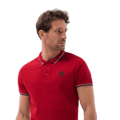 OMBRE Moška polo majica s kontrastno obrobo V3 S1635 rdeča MDN122216 S