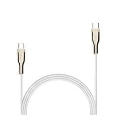 FIXED Dolg pleten kabel za polnjenje in prenos podatkov s priključki USB-C/USB-C in podporo PD, 2 m, USB 2.0, 100 W, bel (FIXDB-CC2-WH)