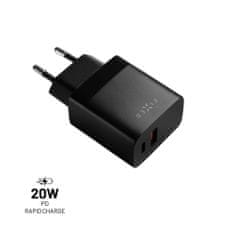 FIXED omrežni polnilnik z izhodom USB-C in USB, podpora za PD in QC 3.0, 20W, bel (FIXC20N-CU-BK)