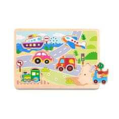 Tooky Toy  Montessori lesena sestavljanka Sound Jigsaw Matching Vehicles