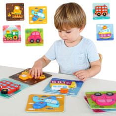 Tooky Toy TOOKY TOY Lesene Montessori sestavljanke Set 33 El. + 6 plošč