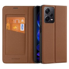 slomart dux ducis skin x2 ohišje za xiaomi redmi note 12 flip cover denarnica stojalo brown