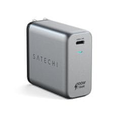 Satechi 100W USB-C PD stenski polnilec, GaN, vesoljsko siv