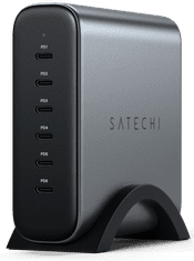 Satechi 200W USB-C 6-Port GaN polnilec (6x USB-C PD), siv