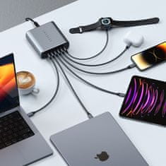 Satechi 200W USB-C 6-Port GaN polnilec (6x USB-C PD), siv