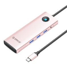 Orico Priključna postaja vozlišče 10v1 usb-c, hdmi, 3xusb, sd/tf, audio (roza zlata)