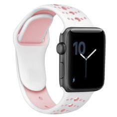 BStrap Silicone Sport pašček za Apple Watch 42/44/45mm, White Pink