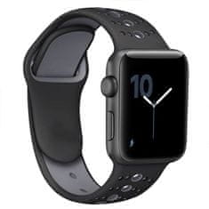 BStrap Silicone Sport pašček za Apple Watch 42/44/45mm, Black Gray