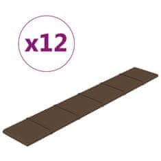 Vidaxl Stenski paneli 12 kosov rjavi 90x15 cm blago 1,62 m²