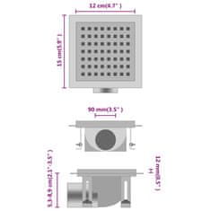 Vidaxl Kanaleta za tuš 15x15 cm nerjaveče jeklo