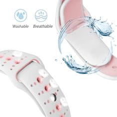 BStrap Silicone Sport pašček za Apple Watch 42/44/45mm, White Pink