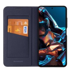 slomart dux ducis skin x2 etui za xiaomi redmi note 12 pro / poco x5 pro 5g ovitek z zaklopko, denarnica, stojalo, modra