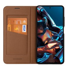 slomart dux ducis skin x2 etui za xiaomi redmi note 12 pro / poco x5 pro 5g ovitek z zaklopko denarnica stojalo rjave barve