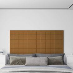 Vidaxl Stenski paneli 12 kosov rjavi 90x15 cm žamet 1,62 m²