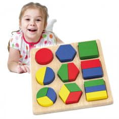 Viga Toys Lesena sestavljanka Geometrijske figure 18 kosov Montessori