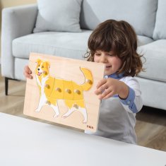 Viga Toys VIGA Lesena sestavljanka 12 živali Montessori + stojalo