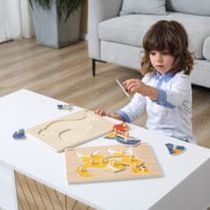 Viga Toys Montessori lesena sestavljanka Petelin z zatiči