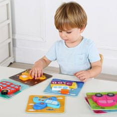 Tooky Toy TOOKY TOY Lesene Montessori sestavljanke Set 33 El. + 6 plošč