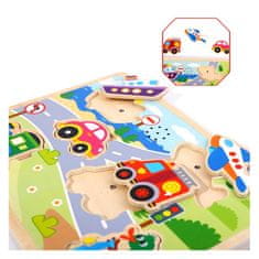 Tooky Toy  Montessori lesena sestavljanka Sound Jigsaw Matching Vehicles