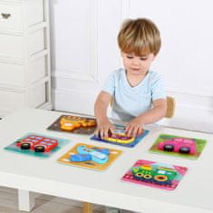 Tooky Toy TOOKY TOY Lesene Montessori sestavljanke Set 33 El. + 6 plošč