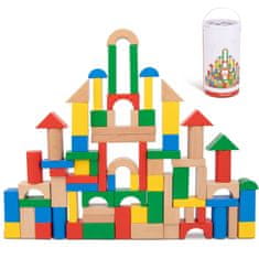 Tooky Toy TOOKY TOY Lesene barvne kocke za zlaganje Montessori figurice