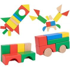 Tooky Toy TOOKY TOY Lesene barvne kocke za zlaganje Montessori figurice