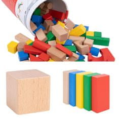 Tooky Toy TOOKY TOY Lesene barvne kocke za zlaganje Montessori figurice