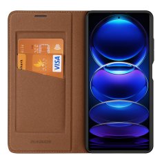 slomart dux ducis skin x2 ohišje za xiaomi redmi note 12 flip cover denarnica stojalo brown