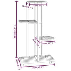 Vidaxl 4-nadstropno stojalo za rože s kolesi 44x23x80 cm črno železo