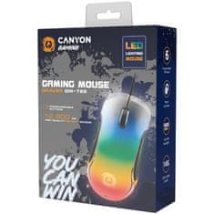Canyon Gaming žična miška BRAVER GM-728, optična, RGB, do 12 800 DPI, 7tl. programabilna, črna