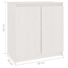 Vidaxl TV omarica bela 60x36x65 cm trdna borovina