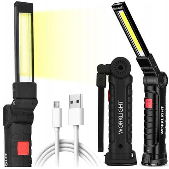 hurtnet COB LED aku. magnetna delavniška svetilka gibljiva USB