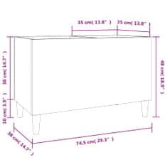 Vidaxl Omarica za gramofonske plošče sijaj bela 74,5x38x48 cm inž. les