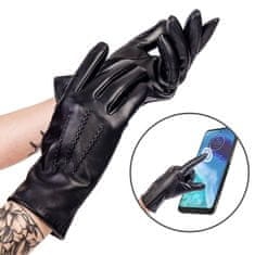 Rovicky Izolirane, usnjene ženske rokavice s tabby vzorcem - S
