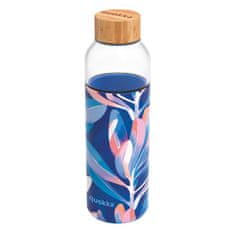 QUOKKA Flow, Steklena steklenica s silikonsko prevleko Midnight Leaves, 660ml, 40012