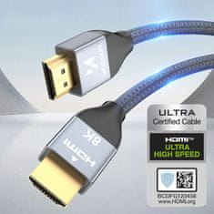 WOZINSKY Kabel HDMI 2.1 8K 60 Hz 48 Gb/s 4K 120 Hz 2K 144 Hz 5 m srebrn