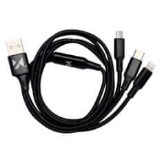 slomart wozinsky cable 3v1 usb kabel - usb tip c/ micro usb/ lightning 2.8a 1.25m črn