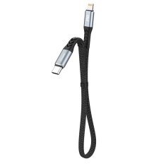 DUDAO Ploski kratki kabel za iPhone USB-C - Lightning L10P PD 20W 23cm črn