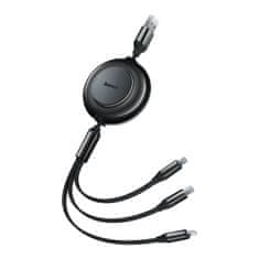 slomart baseus bright mirror 2 kabel 3v1 usb tip a - micro usb + lightning + usb tip c 3,5a 1,1 m črn (camj010001)