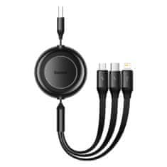 slomart baseus bright mirror 2 kabel 3v1 usb tip a - micro usb + lightning + usb tip c 3,5a 1,1 m črn (camj010001)