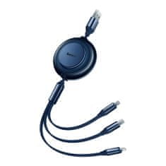 slomart baseus bright mirror 2 kabel 3v1 usb tip a - micro usb + lightning + usb tip c 3.5a 1.1m modra (camj010003)