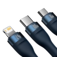 BASEUS Flash Series II kabel USB USB-C Iphone Lightning microUSB 100W 1,2m niebieski