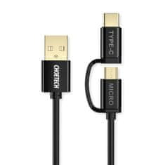 slomart choetech 2v1 kabel usb - usb tip c / micro usb 1,2m 3a črn (xac-0012-102bk)