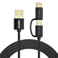 slomart choetech 2v1 kabel usb - usb tip c / micro usb 1,2m 3a črn (xac-0012-102bk)