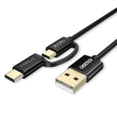 slomart choetech 2v1 kabel usb - usb tip c / micro usb 1,2m 3a črn (xac-0012-102bk)